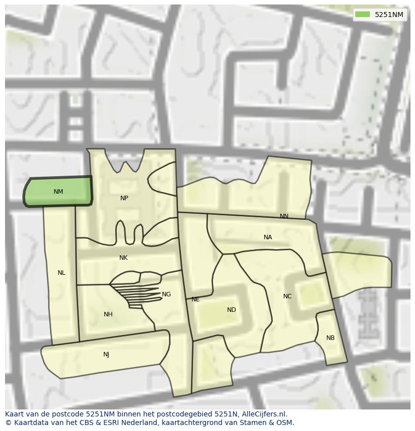 Afbeelding van het postcodegebied 5251 NM op de kaart.