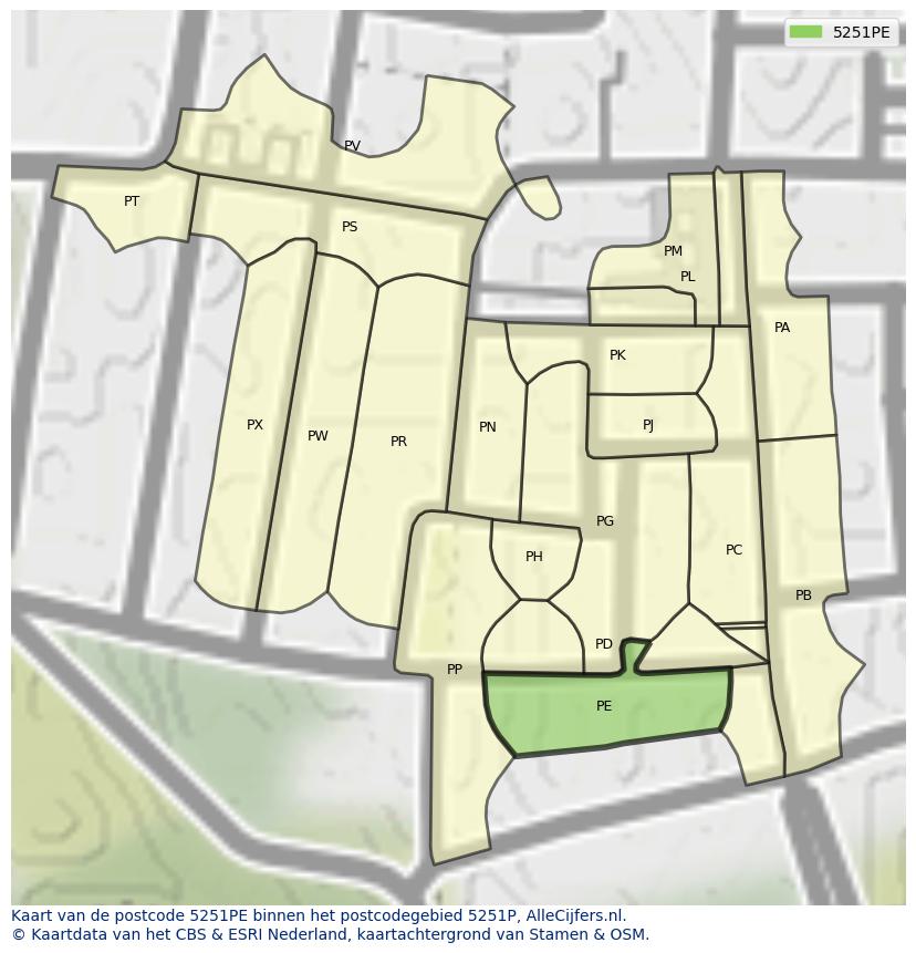 Afbeelding van het postcodegebied 5251 PE op de kaart.
