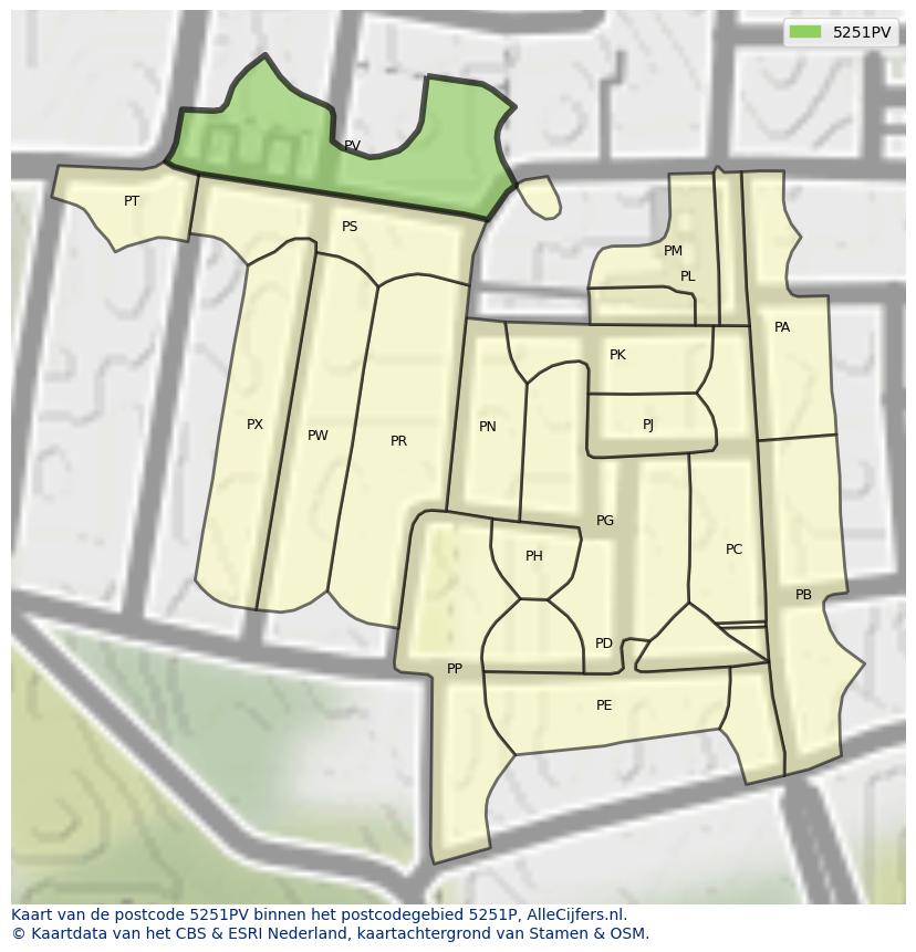 Afbeelding van het postcodegebied 5251 PV op de kaart.