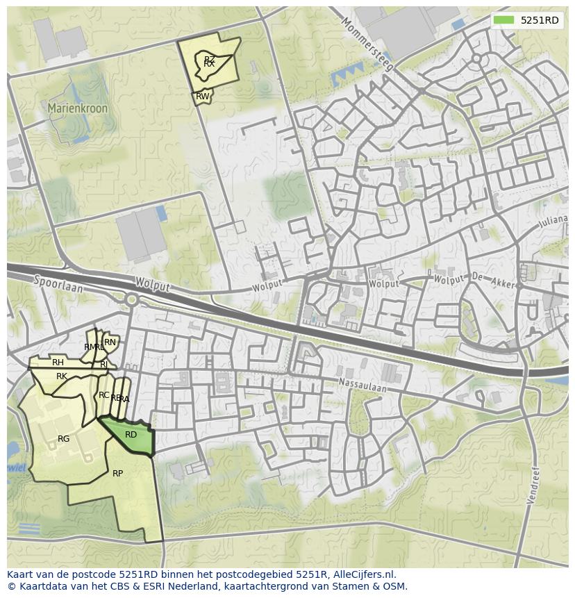 Afbeelding van het postcodegebied 5251 RD op de kaart.