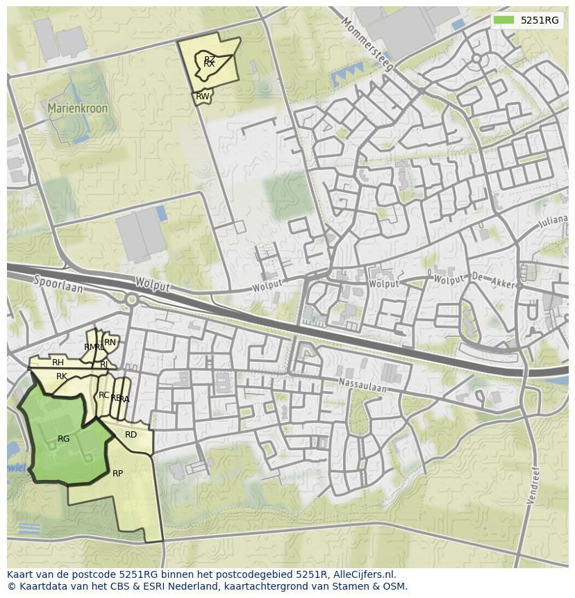 Afbeelding van het postcodegebied 5251 RG op de kaart.