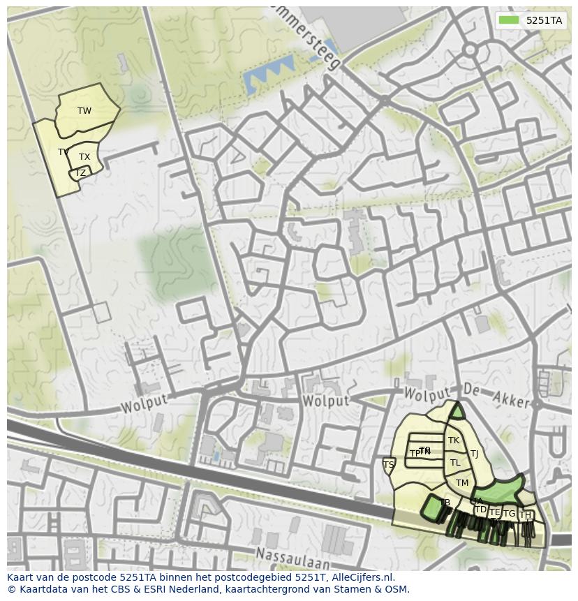 Afbeelding van het postcodegebied 5251 TA op de kaart.