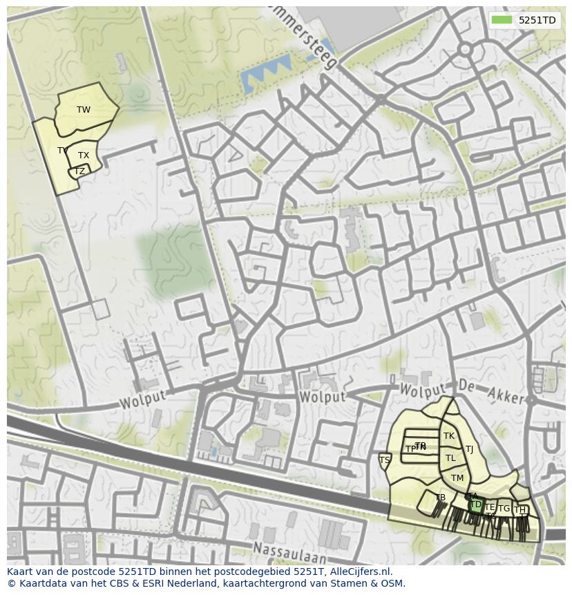 Afbeelding van het postcodegebied 5251 TD op de kaart.