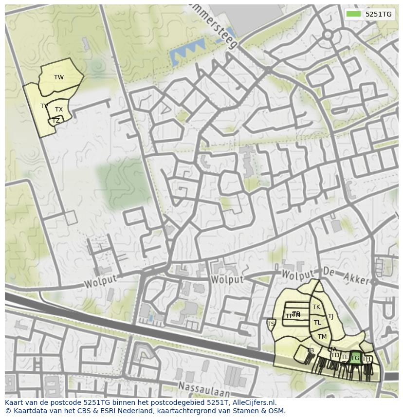 Afbeelding van het postcodegebied 5251 TG op de kaart.