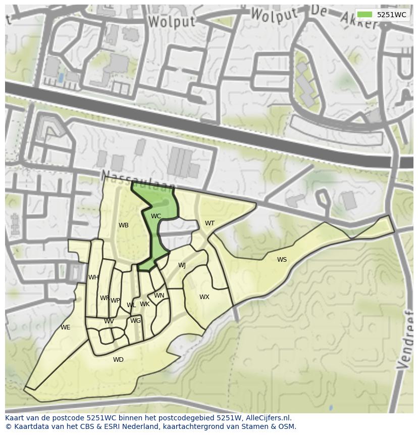 Afbeelding van het postcodegebied 5251 WC op de kaart.