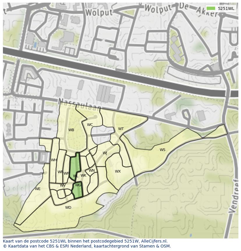Afbeelding van het postcodegebied 5251 WL op de kaart.