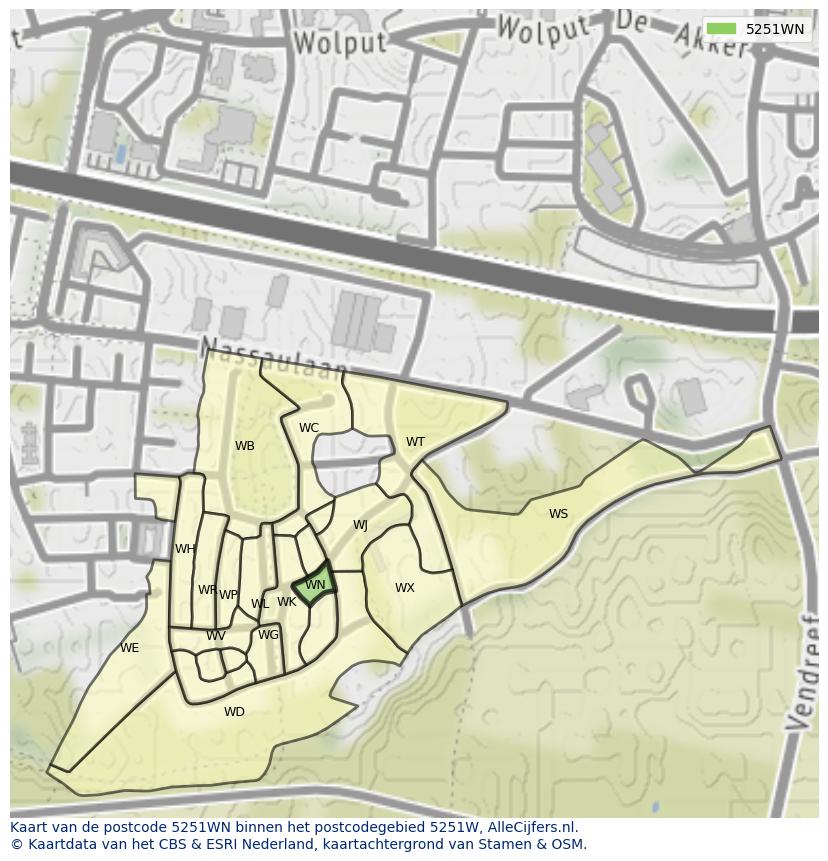 Afbeelding van het postcodegebied 5251 WN op de kaart.