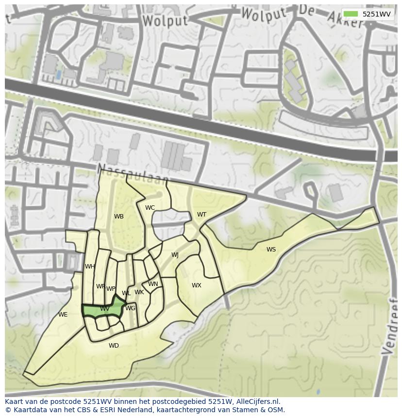 Afbeelding van het postcodegebied 5251 WV op de kaart.