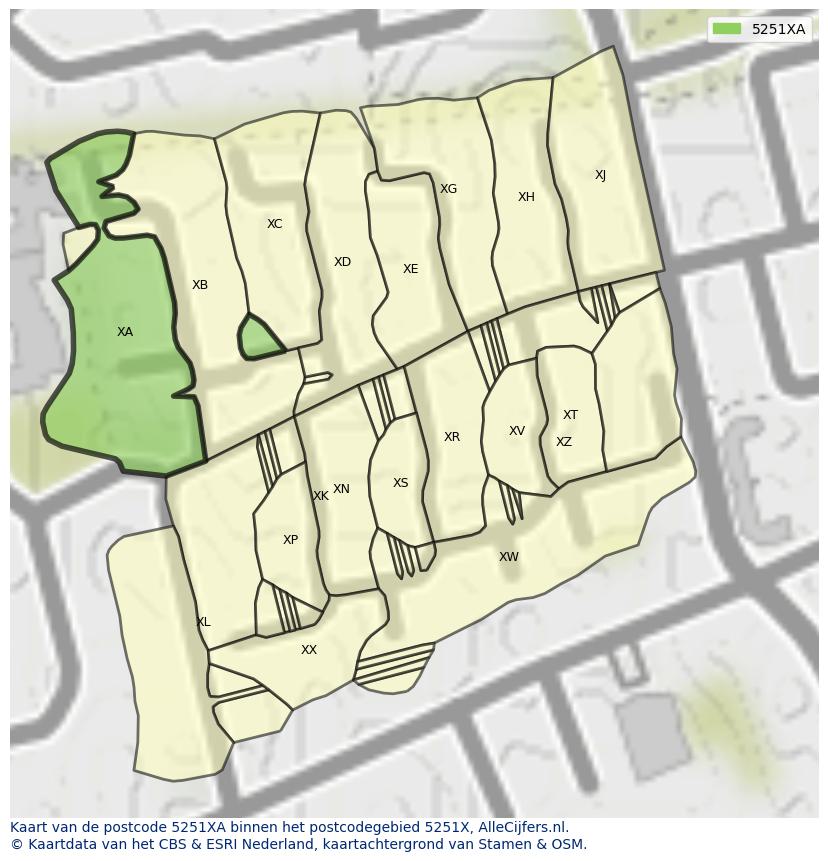 Afbeelding van het postcodegebied 5251 XA op de kaart.