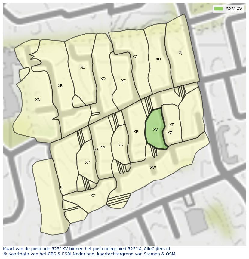 Afbeelding van het postcodegebied 5251 XV op de kaart.