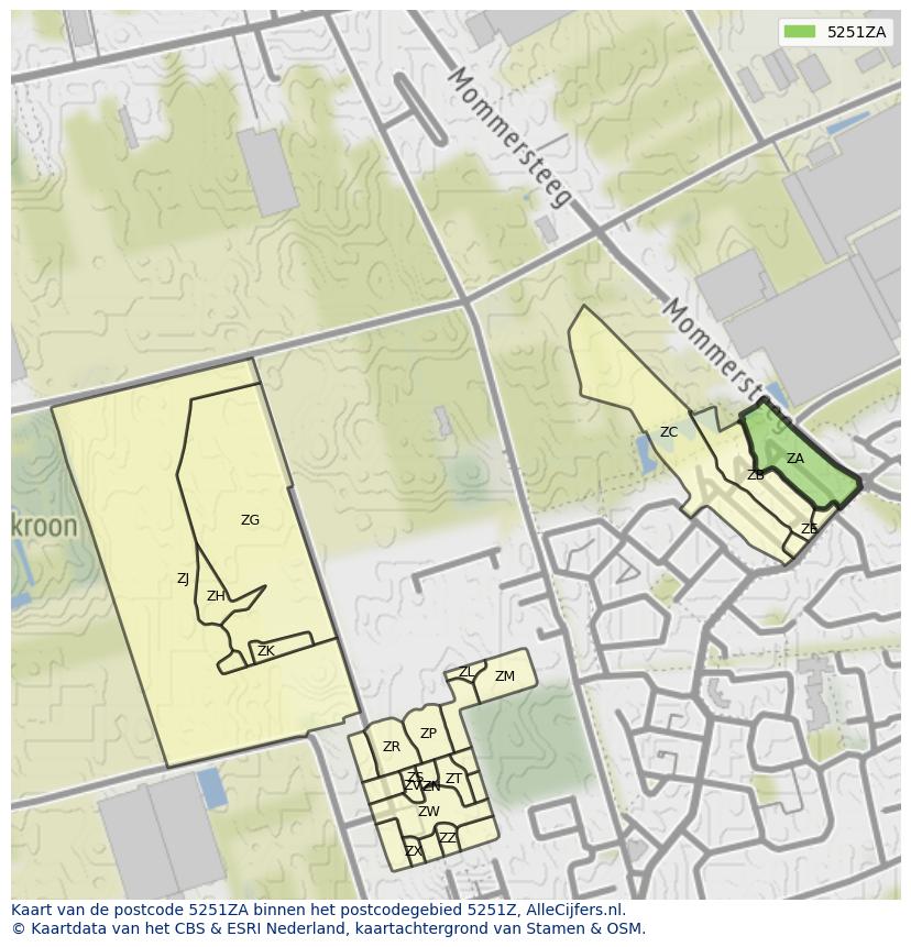Afbeelding van het postcodegebied 5251 ZA op de kaart.