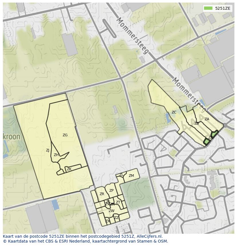 Afbeelding van het postcodegebied 5251 ZE op de kaart.