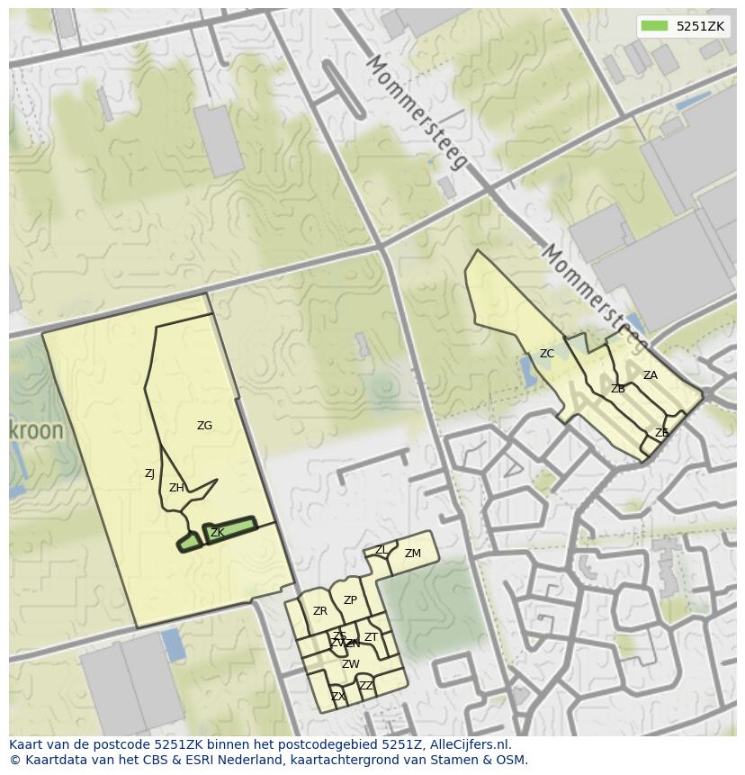 Afbeelding van het postcodegebied 5251 ZK op de kaart.