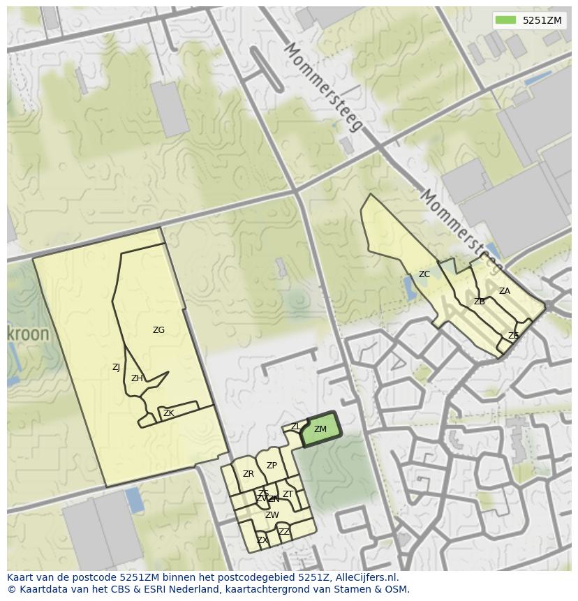 Afbeelding van het postcodegebied 5251 ZM op de kaart.