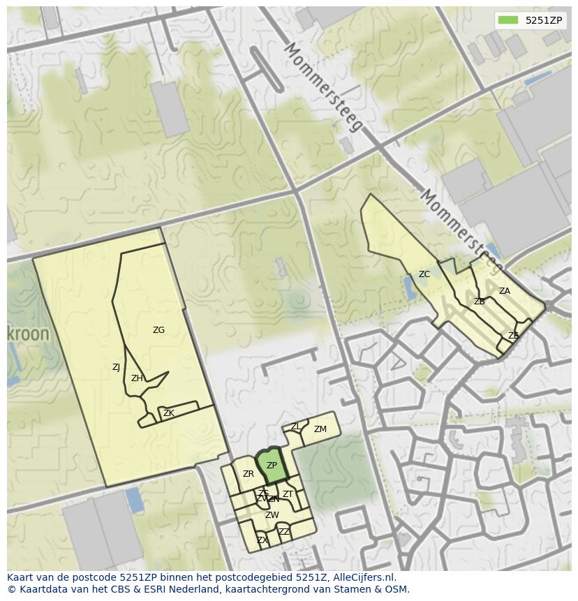 Afbeelding van het postcodegebied 5251 ZP op de kaart.