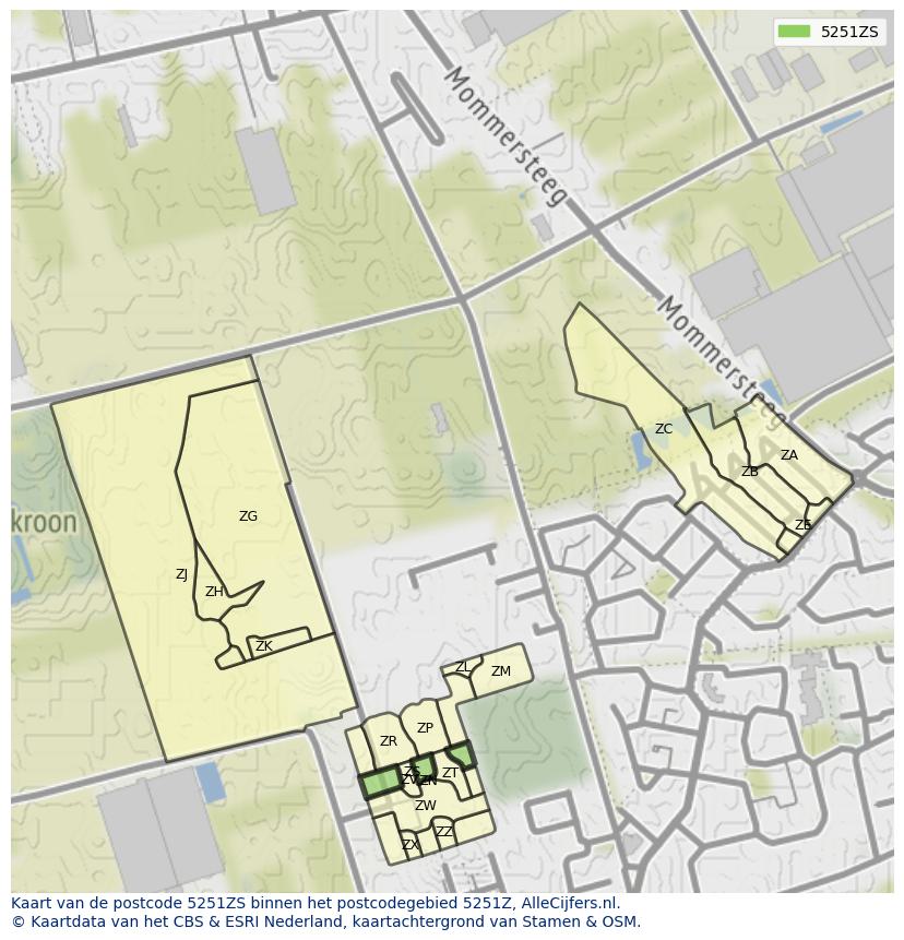 Afbeelding van het postcodegebied 5251 ZS op de kaart.