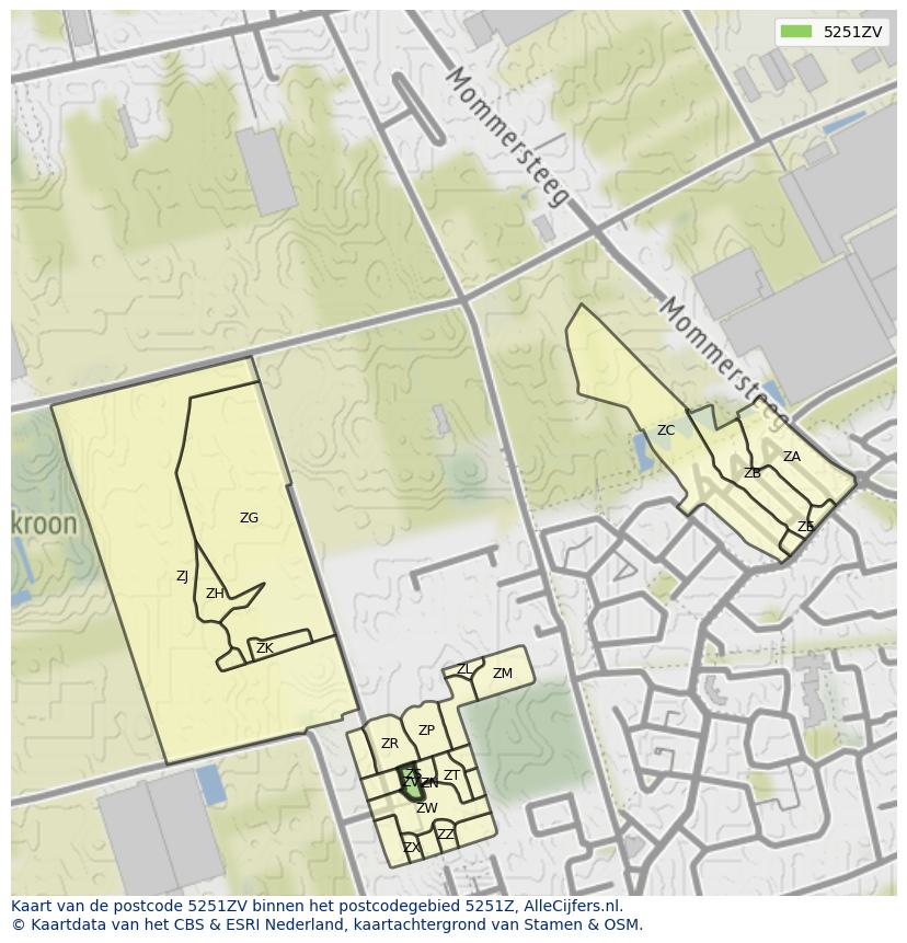 Afbeelding van het postcodegebied 5251 ZV op de kaart.