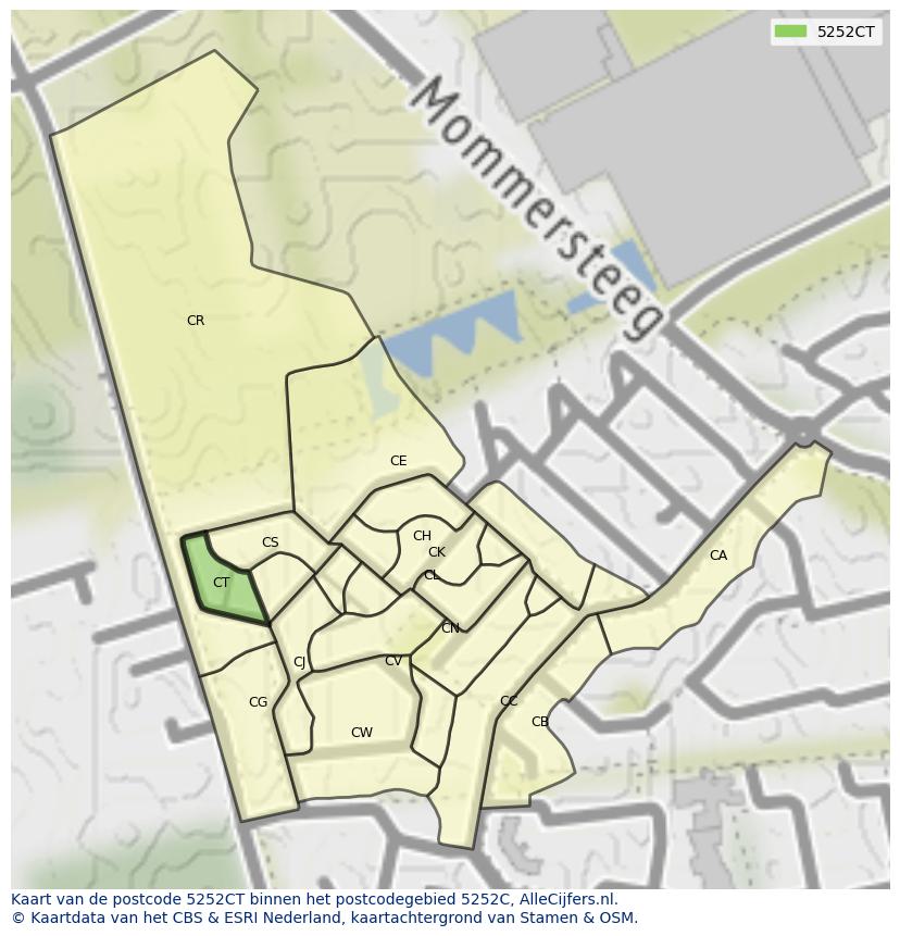 Afbeelding van het postcodegebied 5252 CT op de kaart.