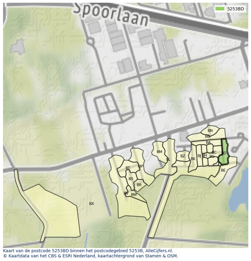 Afbeelding van het postcodegebied 5253 BD op de kaart.
