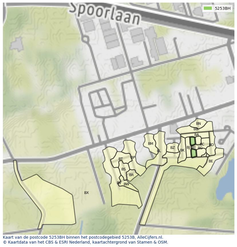 Afbeelding van het postcodegebied 5253 BH op de kaart.