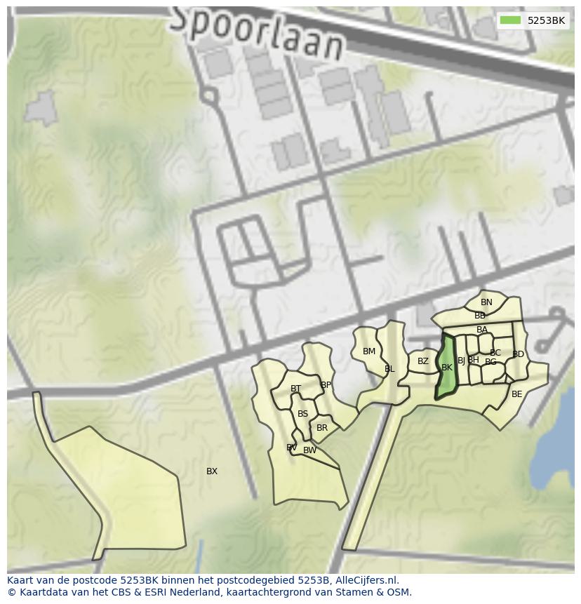 Afbeelding van het postcodegebied 5253 BK op de kaart.