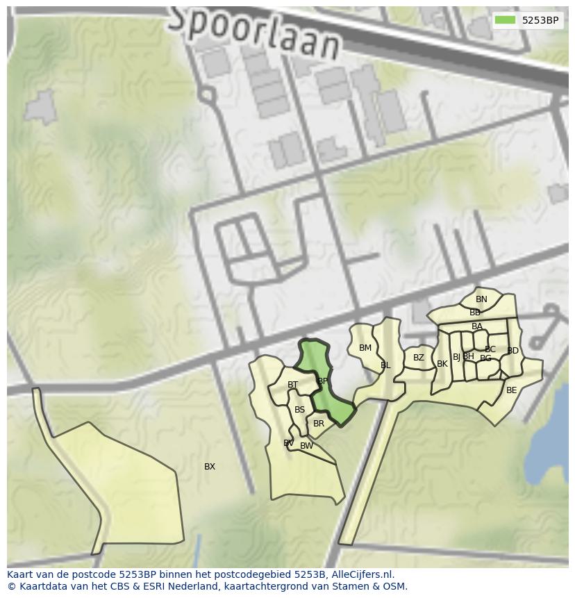Afbeelding van het postcodegebied 5253 BP op de kaart.