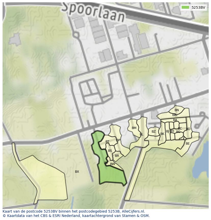 Afbeelding van het postcodegebied 5253 BV op de kaart.