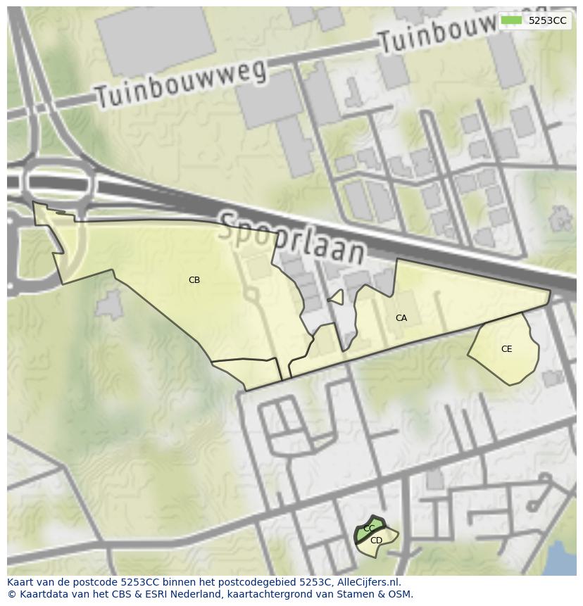 Afbeelding van het postcodegebied 5253 CC op de kaart.