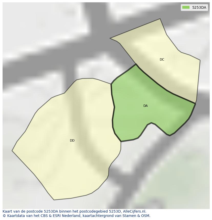 Afbeelding van het postcodegebied 5253 DA op de kaart.