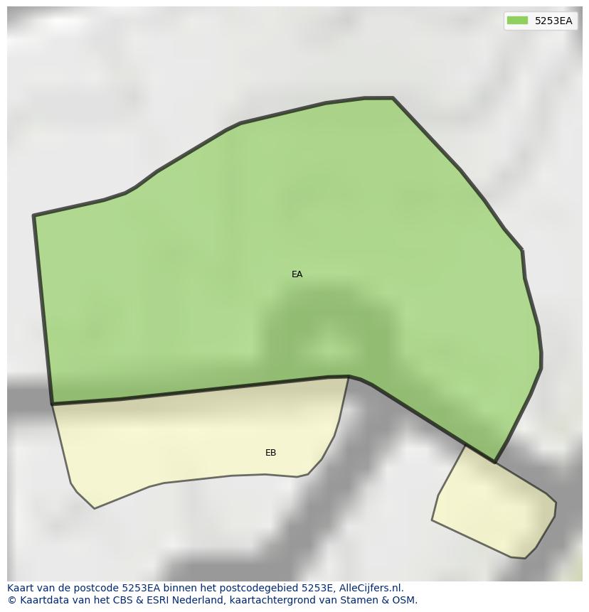 Afbeelding van het postcodegebied 5253 EA op de kaart.
