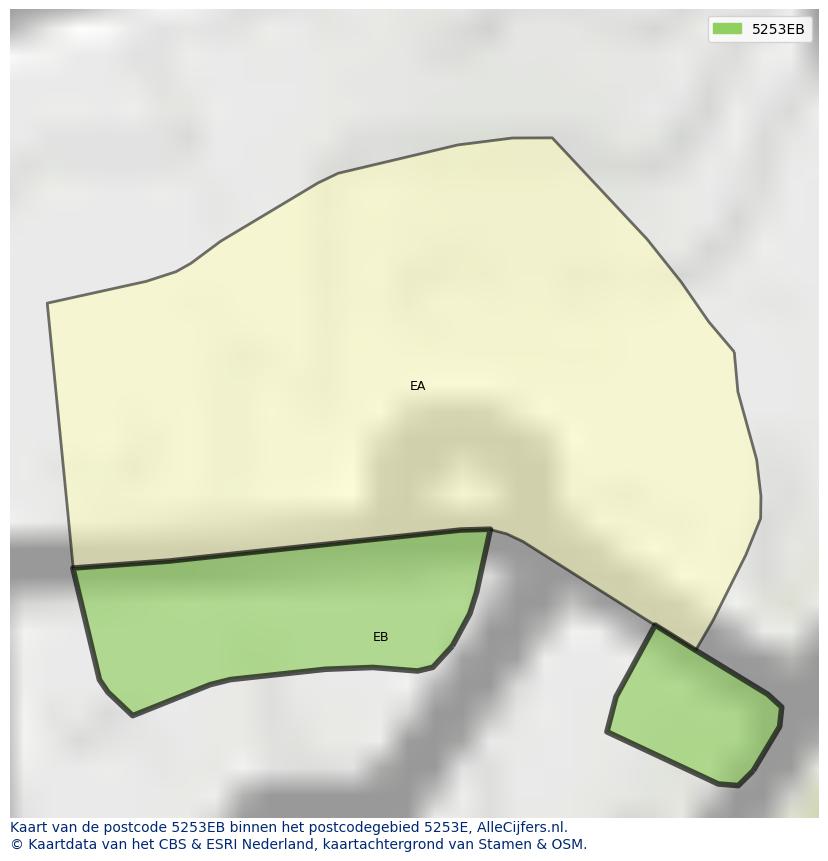 Afbeelding van het postcodegebied 5253 EB op de kaart.
