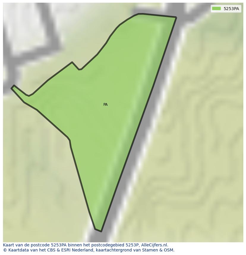 Afbeelding van het postcodegebied 5253 PA op de kaart.