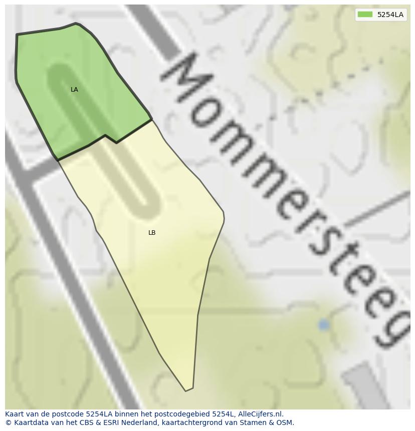 Afbeelding van het postcodegebied 5254 LA op de kaart.