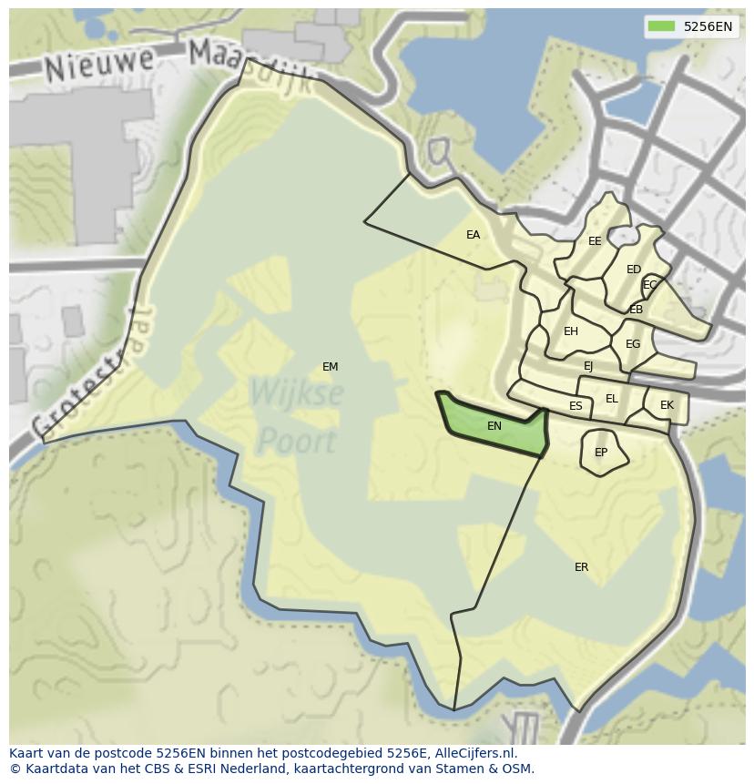 Afbeelding van het postcodegebied 5256 EN op de kaart.