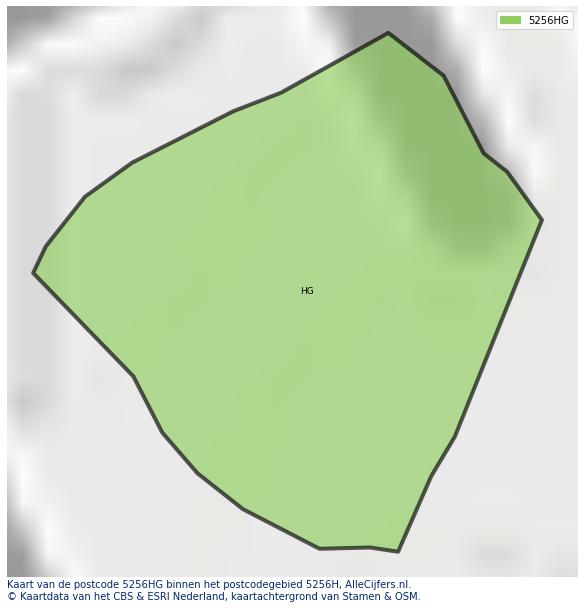 Afbeelding van het postcodegebied 5256 HG op de kaart.