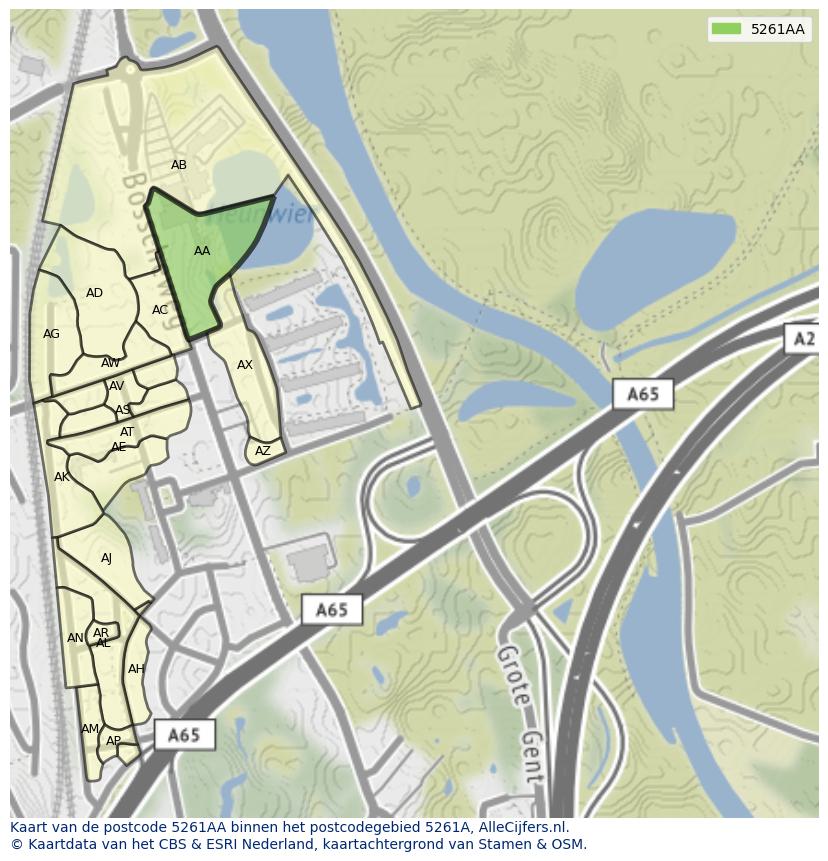 Afbeelding van het postcodegebied 5261 AA op de kaart.