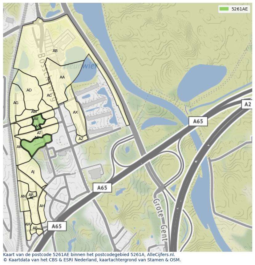 Afbeelding van het postcodegebied 5261 AE op de kaart.