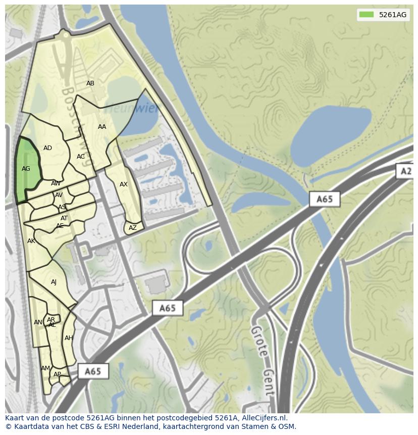 Afbeelding van het postcodegebied 5261 AG op de kaart.