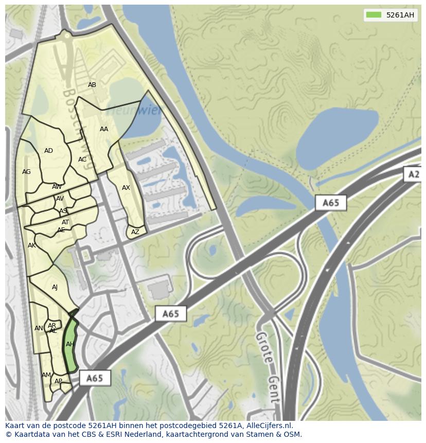Afbeelding van het postcodegebied 5261 AH op de kaart.