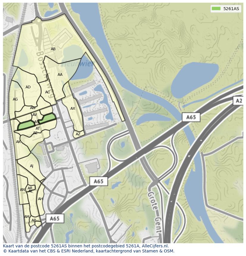 Afbeelding van het postcodegebied 5261 AS op de kaart.