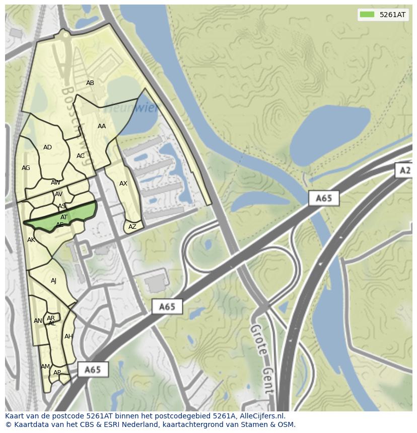 Afbeelding van het postcodegebied 5261 AT op de kaart.