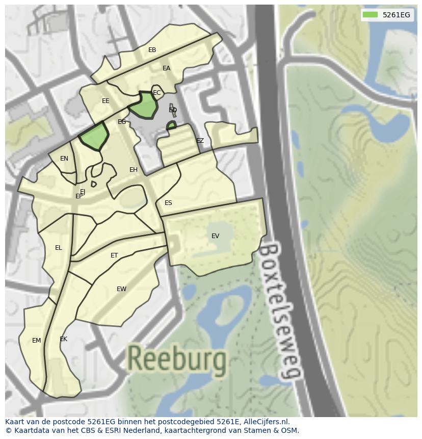 Afbeelding van het postcodegebied 5261 EG op de kaart.