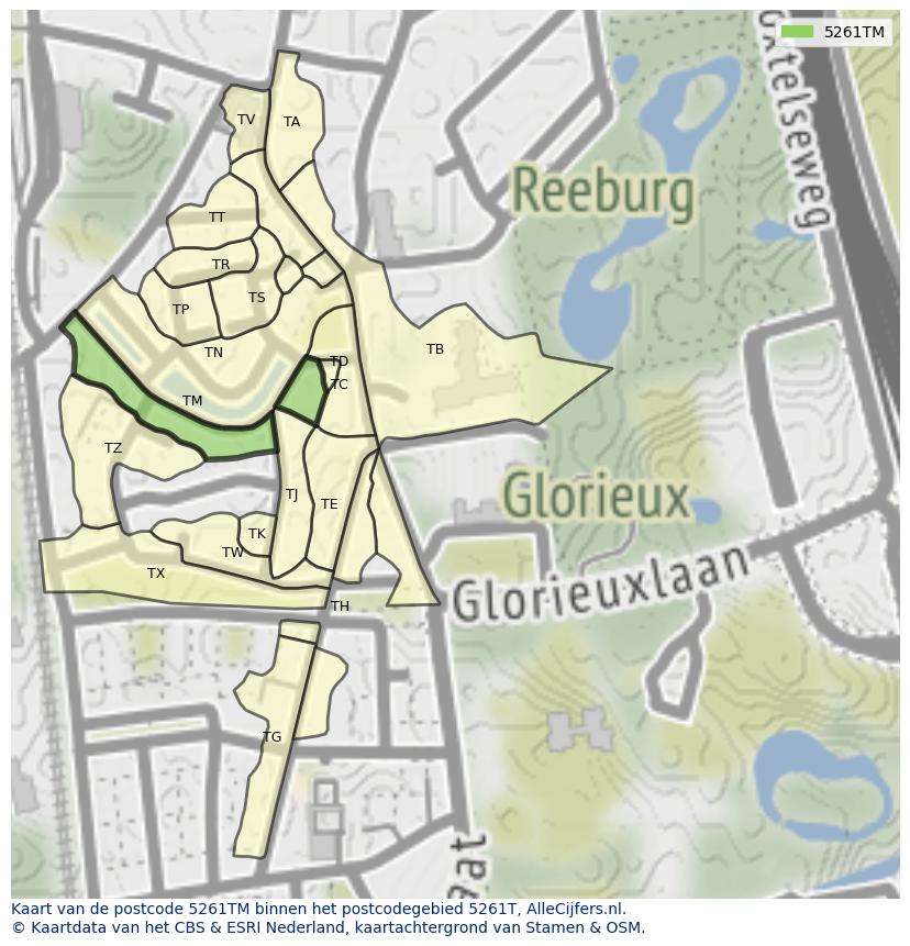 Afbeelding van het postcodegebied 5261 TM op de kaart.