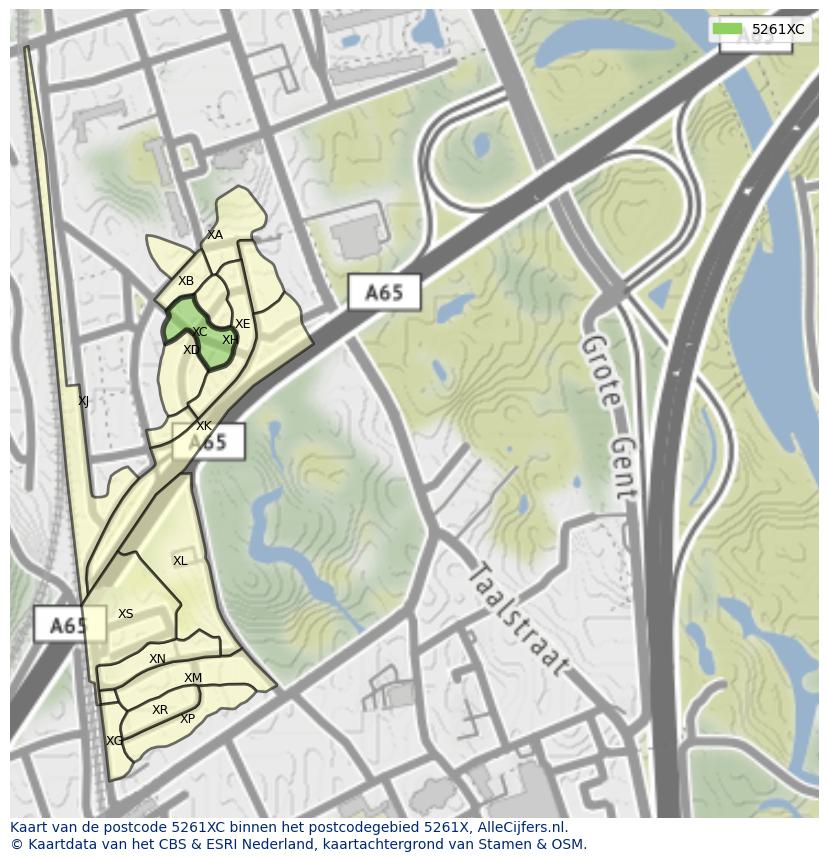 Afbeelding van het postcodegebied 5261 XC op de kaart.