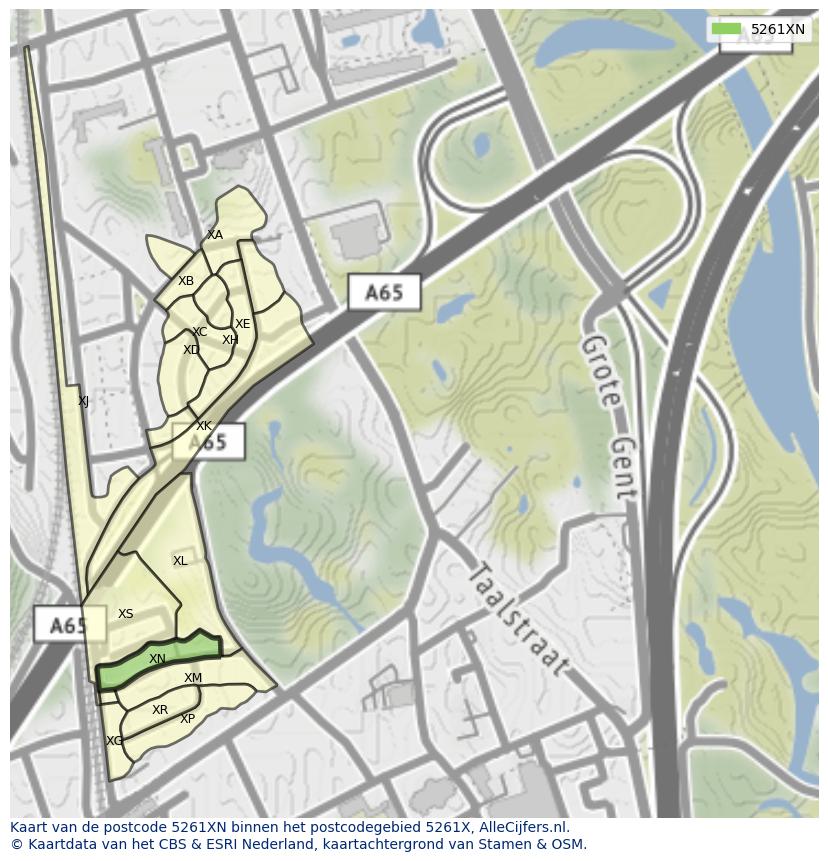 Afbeelding van het postcodegebied 5261 XN op de kaart.