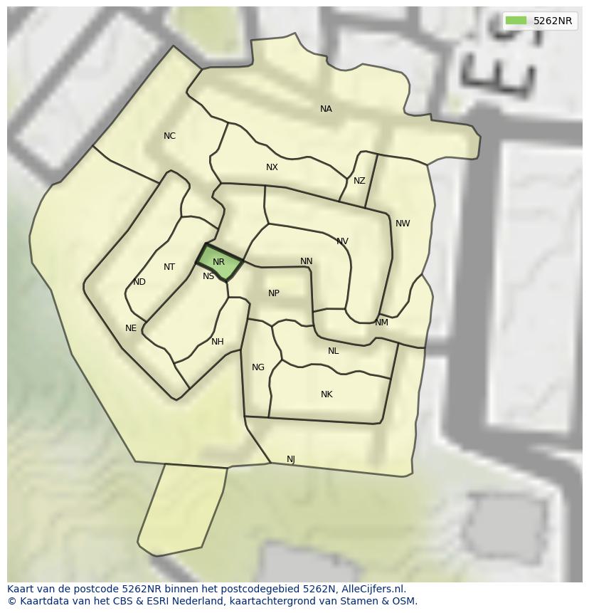 Afbeelding van het postcodegebied 5262 NR op de kaart.