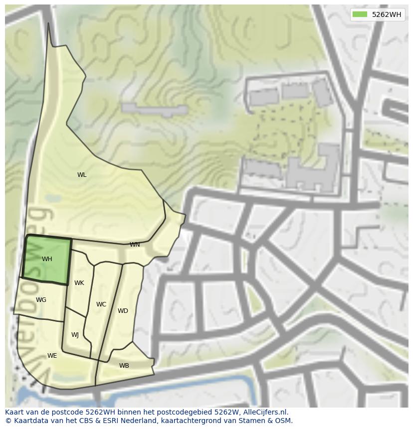 Afbeelding van het postcodegebied 5262 WH op de kaart.
