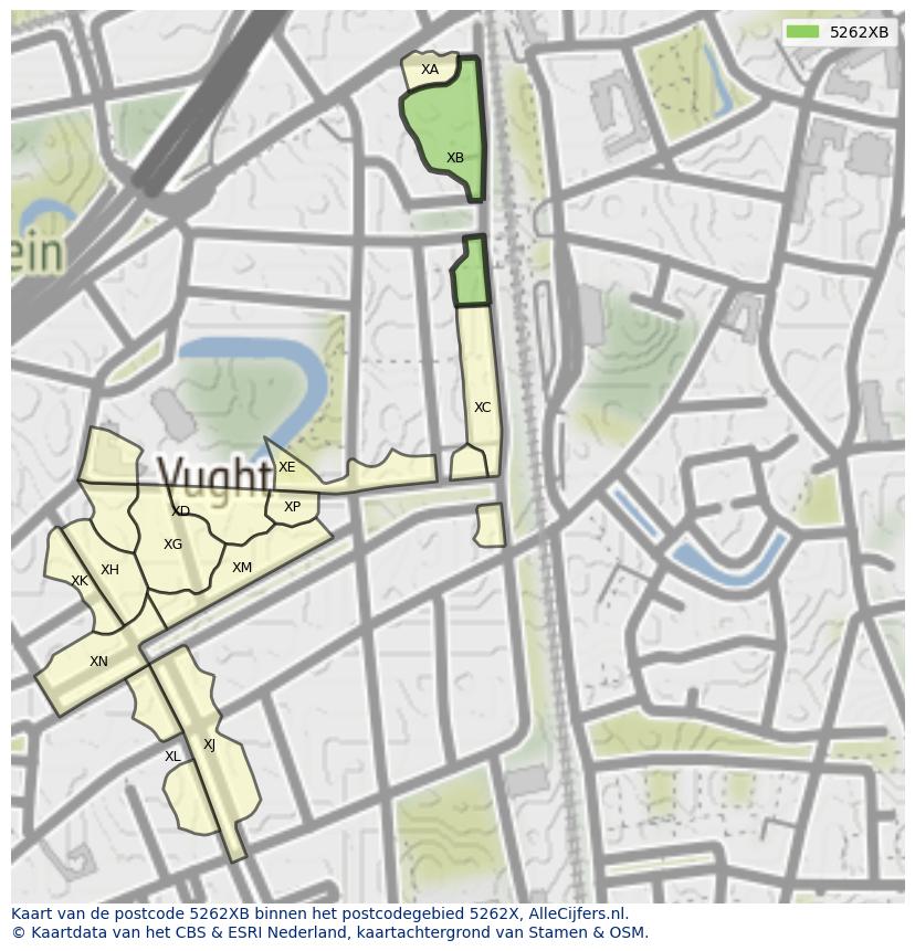 Afbeelding van het postcodegebied 5262 XB op de kaart.