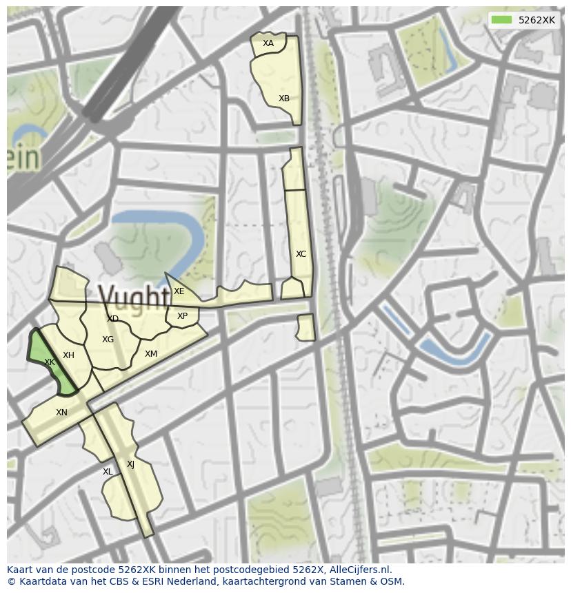 Afbeelding van het postcodegebied 5262 XK op de kaart.