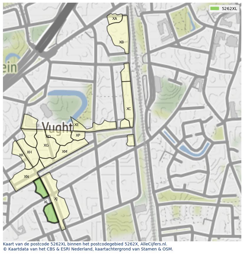 Afbeelding van het postcodegebied 5262 XL op de kaart.